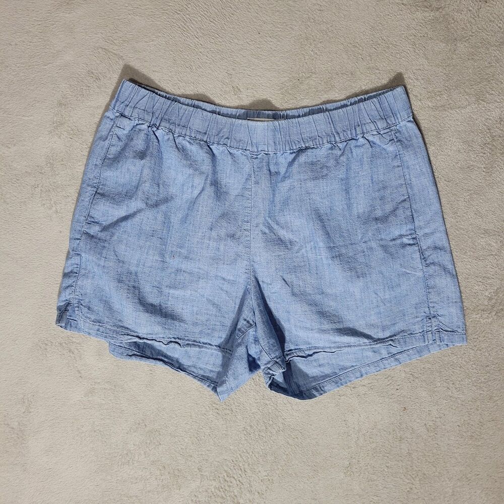 Madewell Elastic Waist Shorts Blue 100 % Cotton sz small with pockets